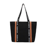 Canvas Shoulder Bag with Letter Strap for Women