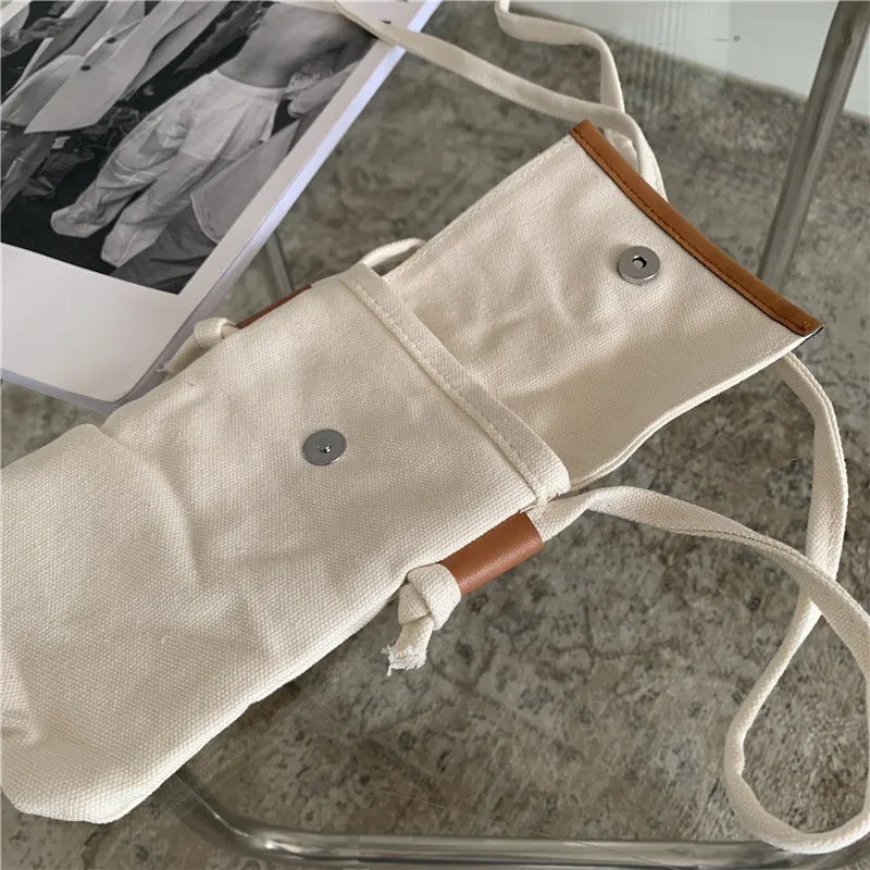 Canvas Mini Crossbody Bag Shoulder Phone Bag Solid Female Casual Little Handbag