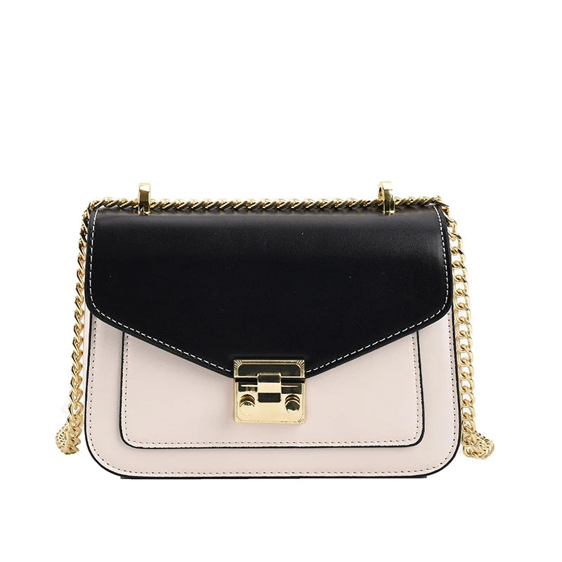 Chain Leather Shoulder Messenger Bag for Women, Summer Square Handbag
