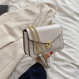 Chain Leather Shoulder Messenger Bag for Women, Summer Square Handbag