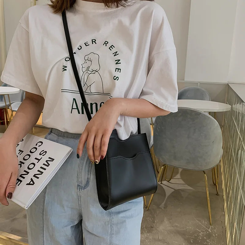 Vintage Crossbody Bucket Bag for Women