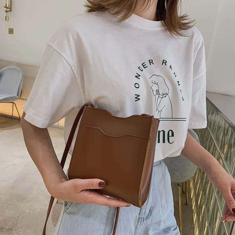 Vintage Crossbody Bucket Bag for Women