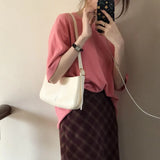 Solid Color Shoulder Bags with Small Purses for Ladies
