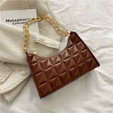 Contrast Lingge Shoulder Bag with Handle Stick
