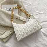 Contrast Lingge Shoulder Bag with Handle Stick