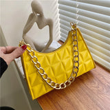 Contrast Lingge Shoulder Bag with Handle Stick