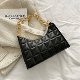 Contrast Lingge Shoulder Bag with Handle Stick