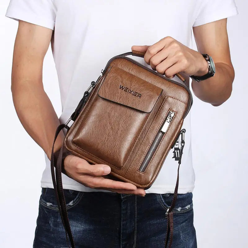 Vintage Leather Messenger Bag for Men Business Bolso Hombre