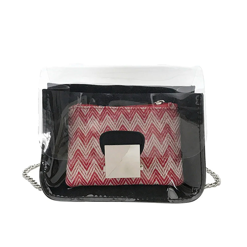 Women's Clear Transparent Chain Shoulder Bag Jelly Crossbody