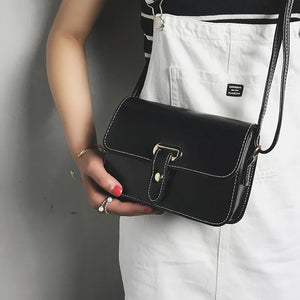 Retro Female Shoulder Bag Wild Belt Buckle Small Square Bag