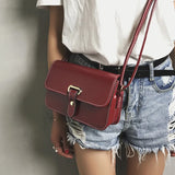 Retro Female Shoulder Bag Wild Belt Buckle Small Square Bag