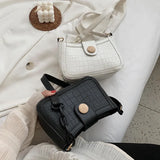 Crocodile Pattern Handbag Leather Shoulder Bag Chain Lock Messenger Bag