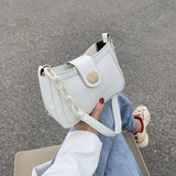 Crocodile Pattern Handbag Leather Shoulder Bag Chain Lock Messenger Bag