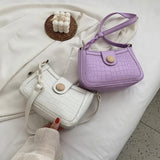 Crocodile Pattern Handbag Leather Shoulder Bag Chain Lock Messenger Bag