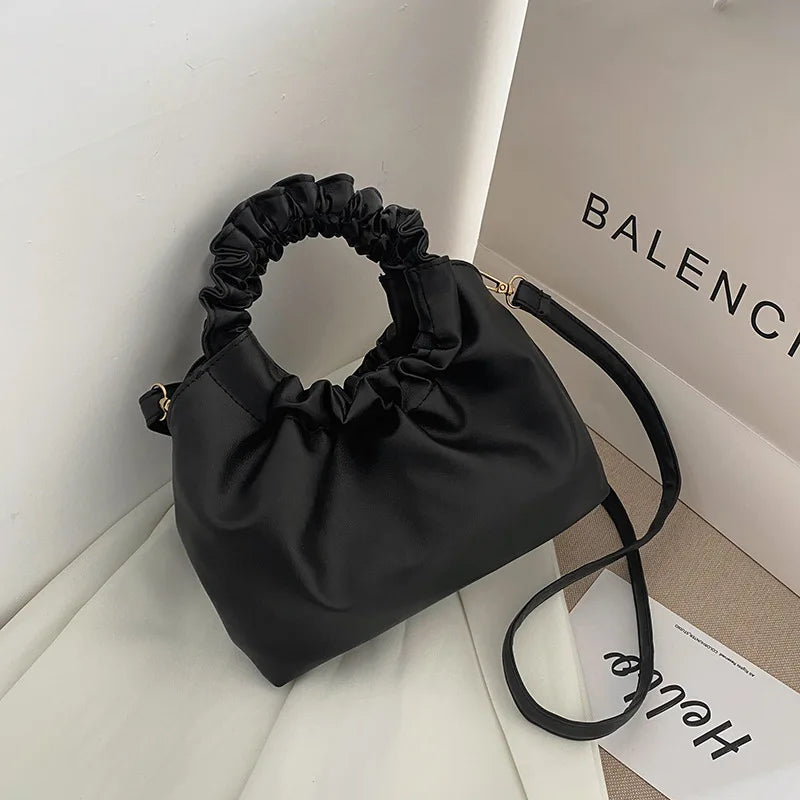 Women's Fold Buckle Shoulder Bag Messenger Bag PU Leather Handbags