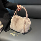 Women's Large Capacity Plush Bucket Bag Chains Shoulder Bags
