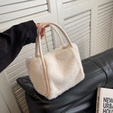 Women's Large Capacity Plush Bucket Bag Chains Shoulder Bags