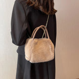 Women's Large Capacity Plush Bucket Bag Chains Shoulder Bags