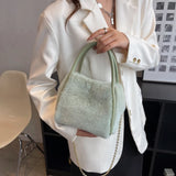 Women's Large Capacity Plush Bucket Bag Chains Shoulder Bags