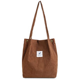Corduroy Shoulder Bag Reusable Shopping Tote Foldable Handbag