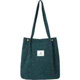 Corduroy Shoulder Bag Reusable Shopping Tote Foldable Handbag