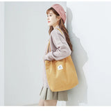 Women Corduroy Shoulder Bag Casual Tote Handbag Reusable Large Shopper