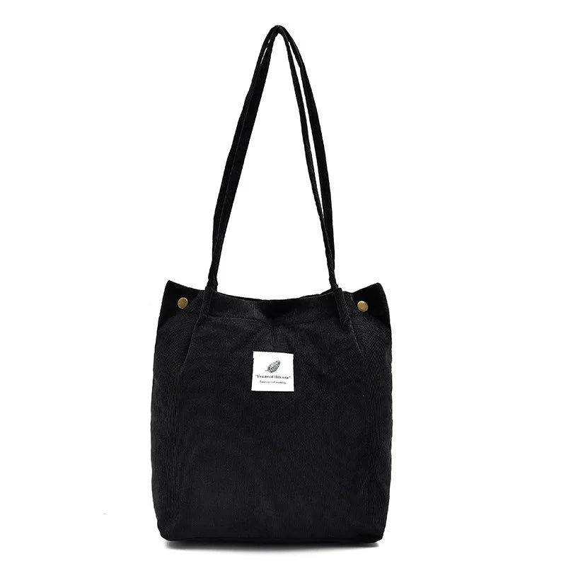 Corduroy Casual Tote Handbag, Shoulder Bag