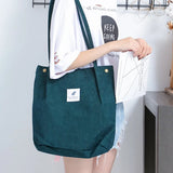 Corduroy Shoulder Bag Reusable Tote