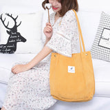 Corduroy Shoulder Bag Reusable Tote