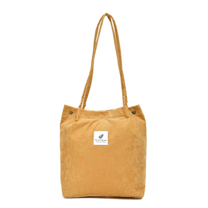 Corduroy Shoulder Bag Reusable Shopping Bags Casual Totes