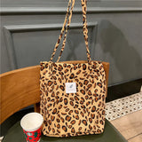 Corduroy Snap Button Shoulder Bag Large Capacity Tote Handbags