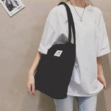 Corduroy Snap Button Shoulder Bag Large Capacity Reusable Shopping Bag