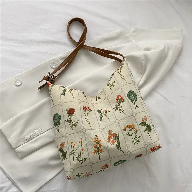 Versatile Canvas Fashion Shoulder Bag Large Capacity Shopping Bag