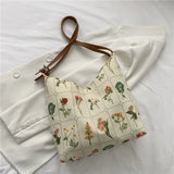 Versatile Canvas Fashion Shoulder Bag Large Capacity Shopping Bag