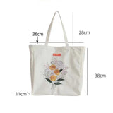 Floral Shoulder Bag Large Capacity Canvas Shopping Bag
