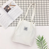 Corduroy Tote Bag Casual Solid Shoulder Bag Student Handbag