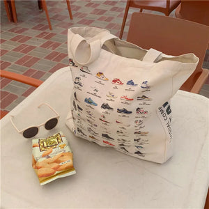 Women's Literary Canvas Shoulder Bag Large Capacity Shopping Handbag