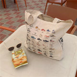 Women's Literary Canvas Shoulder Bag Large Capacity Shopping Handbag