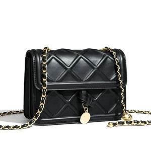 Women's Crossbody Shoulder Bag with Chains - Flap Purse Handbag