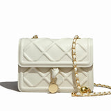 Women's Crossbody Shoulder Bag with Chains - Flap Purse Handbag