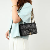 Women's Crossbody Shoulder Bag with Chains - Flap Purse Handbag