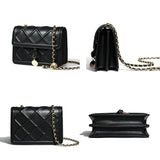Women's Crossbody Shoulder Bag with Chains - Flap Purse Handbag