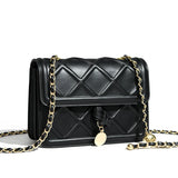Women's Crossbody Shoulder Bag with Chains - Flap Purse Handbag