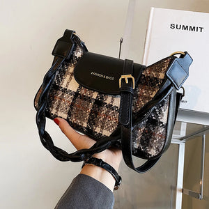 Plaid Shoulder Bag for Women All-match Handbags Totes