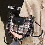 Plaid Shoulder Bag for Women All-match Handbags Totes