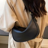 Women's Soft Pu Leather Shoulder Bag Half Moon Handbag