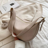 Women's Soft Pu Leather Shoulder Bag Half Moon Handbag