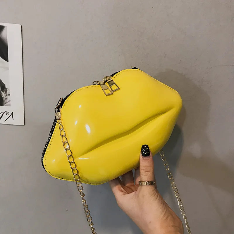 Personality Lip Shoulder Bag Zipper Lady Messenger Bag Chain Ladies