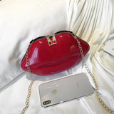 Personality Lip Shoulder Bag Zipper Lady Messenger Bag Chain Ladies