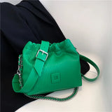 Women's High Bucket Shoulder Bag with Chains
